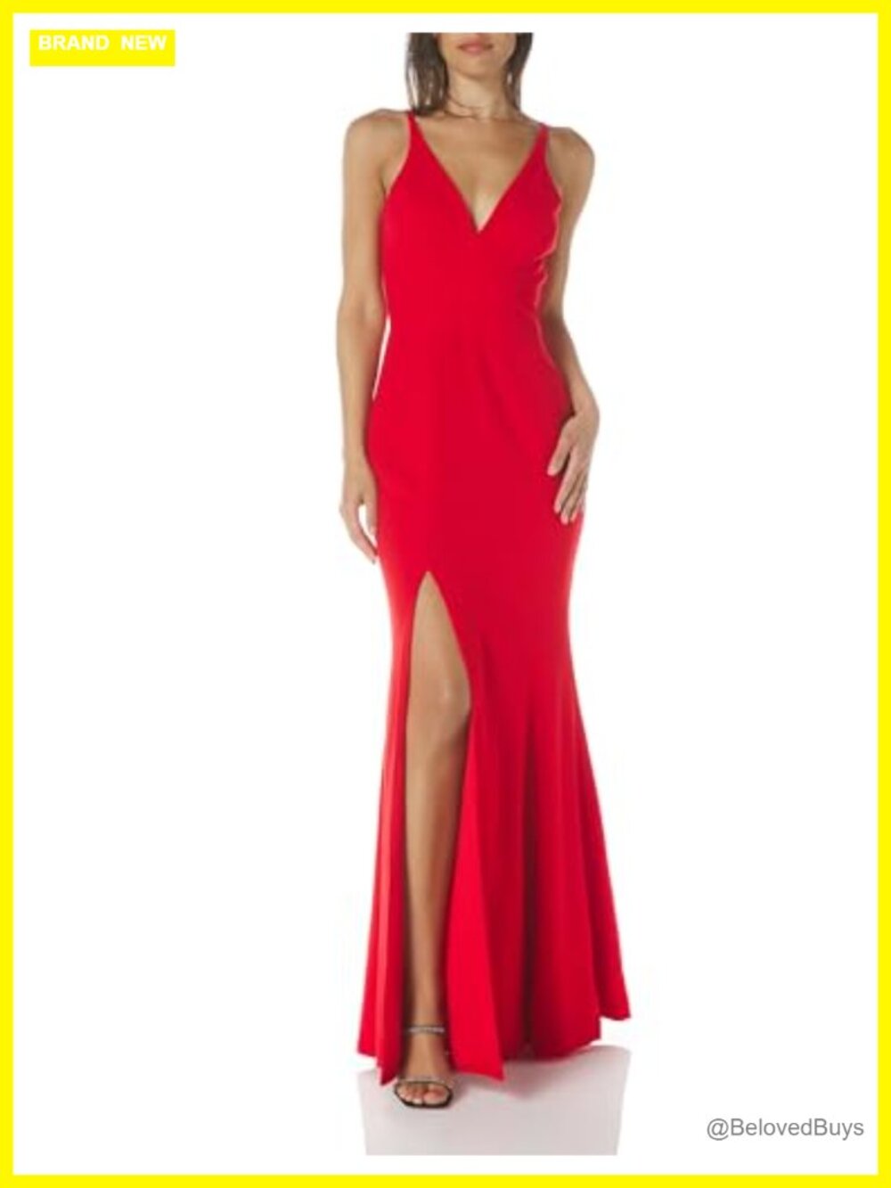 Formal Mermaid Maxi Dress Deep V High Slit Sleeveless